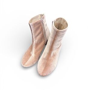 Ballet Pink Velvet Ankle Boots